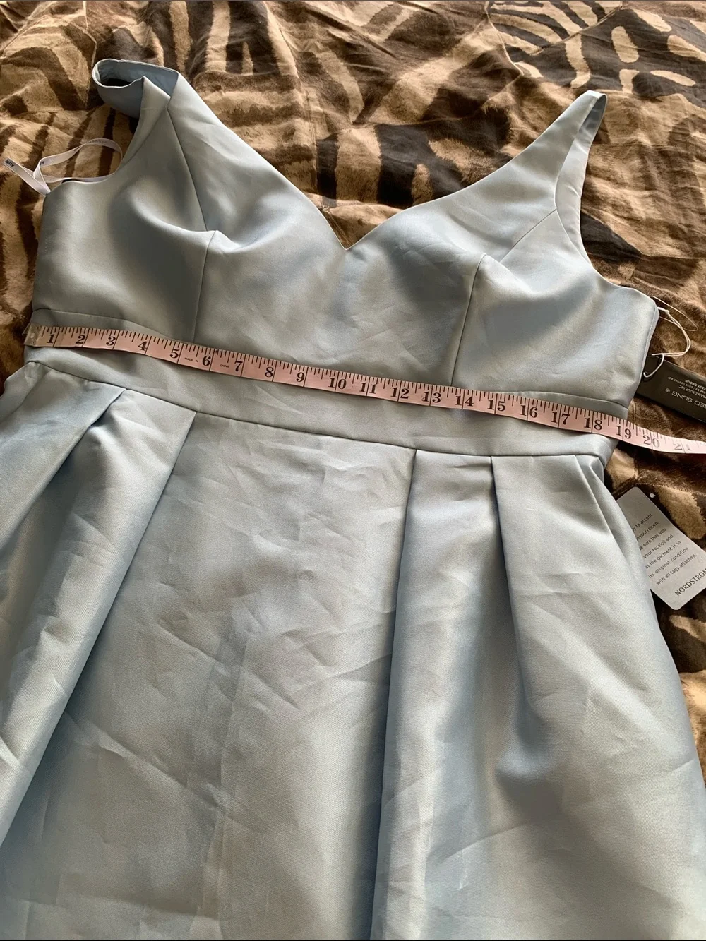 ALFRED SUNG Pleated Midi Light
Ice Blue V-Neck Sleeveless / A-Line Maxi Dress - Picture 8 of 14
